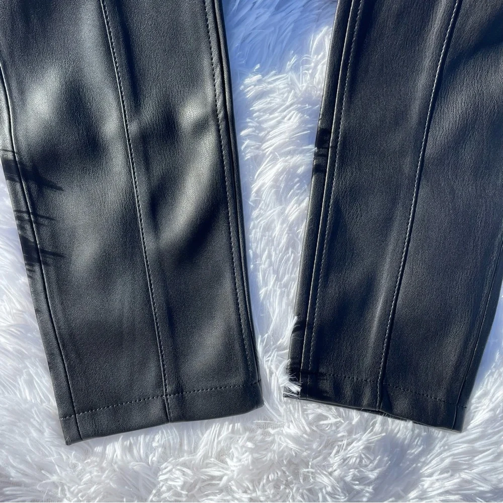 NWT FREE PEOPLE FUAX LEATHER VEGAN BLACK SKINNY LEG PANTS SIZE 24 - Picture 7 of 11